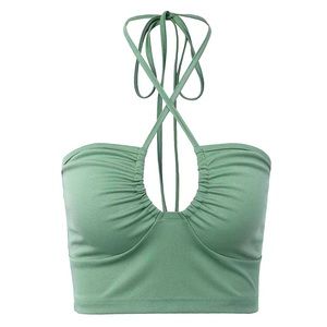Teal halter crop top